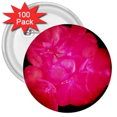 Single Geranium Blossom 3  Buttons (100 Pack)  by okhismakingart