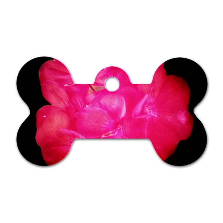 Single Geranium Blossom Dog Tag Bone (One Side)