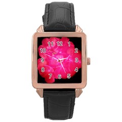 Single Geranium Blossom Rose Gold Leather Watch  by okhismakingart