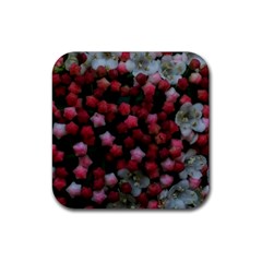 Floral Stars Rubber Coaster (square)  by okhismakingart