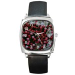 Floral Stars Square Metal Watch Front