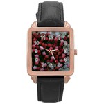 Floral Stars Rose Gold Leather Watch  Front