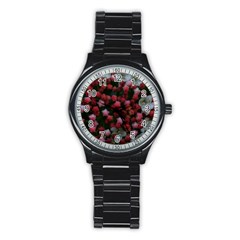 Floral Stars Stainless Steel Round Watch