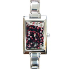 Floral Stars -dark Red Rectangle Italian Charm Watch by okhismakingart