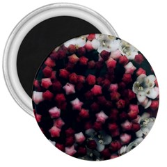 Floral Stars -dark Red 3  Magnets by okhismakingart