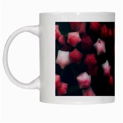 Floral Stars -Dark Red White Mugs