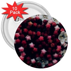 Floral Stars -dark Red 3  Buttons (10 Pack)  by okhismakingart