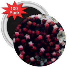 Floral Stars -Dark Red 3  Magnets (100 pack)