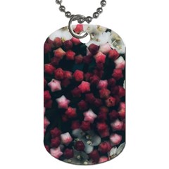 Floral Stars -Dark Red Dog Tag (One Side)