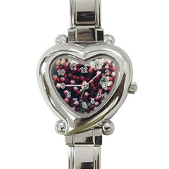 Floral Stars -dark Red Heart Italian Charm Watch by okhismakingart