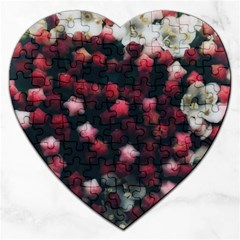 Floral Stars -Dark Red Jigsaw Puzzle (Heart)