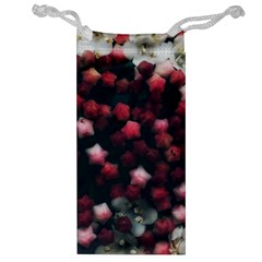 Floral Stars -Dark Red Jewelry Bag