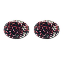 Floral Stars -dark Red Cufflinks (oval) by okhismakingart