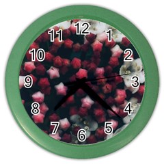 Floral Stars -Dark Red Color Wall Clock