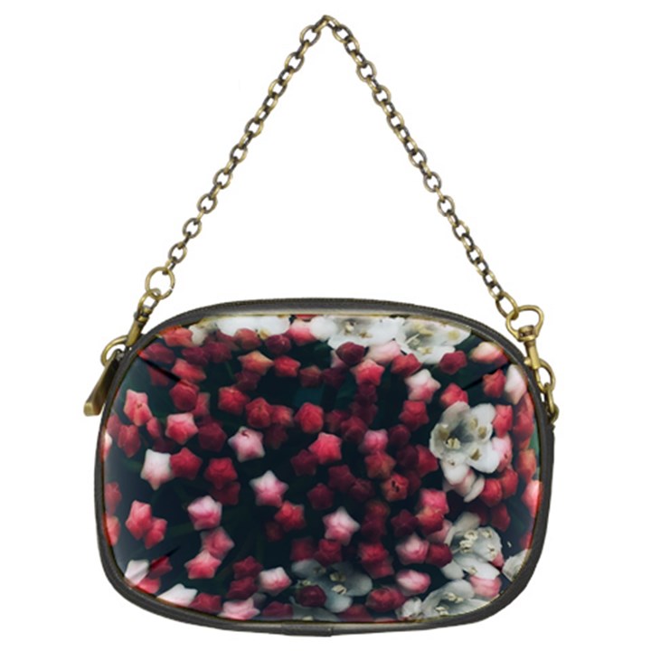 Floral Stars -Dark Red Chain Purse (Two Sides)