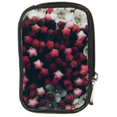 Floral Stars -Dark Red Compact Camera Leather Case