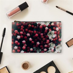 Floral Stars -Dark Red Cosmetic Bag (Medium)