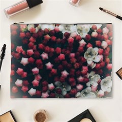 Floral Stars -Dark Red Cosmetic Bag (XL)