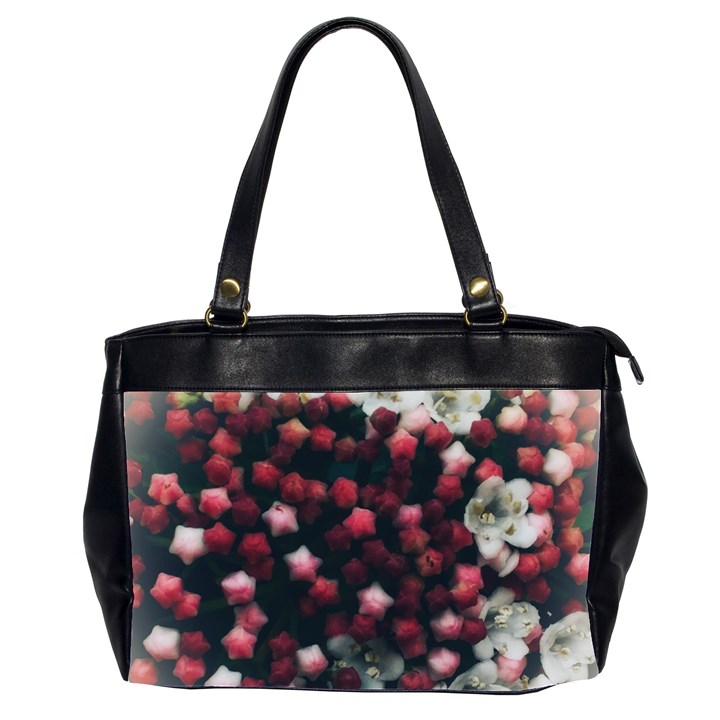 Floral Stars -Dark Red Oversize Office Handbag (2 Sides)