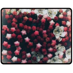 Floral Stars -dark Red Fleece Blanket (medium)  by okhismakingart