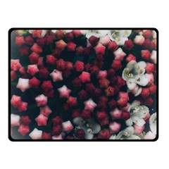 Floral Stars -Dark Red Fleece Blanket (Small)