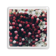 Floral Stars -dark Red Memory Card Reader (square) by okhismakingart