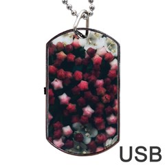 Floral Stars -dark Red Dog Tag Usb Flash (two Sides) by okhismakingart