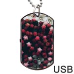 Floral Stars -Dark Red Dog Tag USB Flash (Two Sides) Front