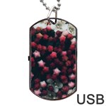 Floral Stars -Dark Red Dog Tag USB Flash (Two Sides) Back