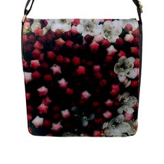 Floral Stars -dark Red Flap Closure Messenger Bag (l) by okhismakingart