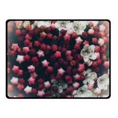 Floral Stars -Dark Red Double Sided Fleece Blanket (Small) 