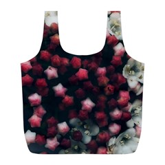 Floral Stars -dark Red Full Print Recycle Bag (l) by okhismakingart