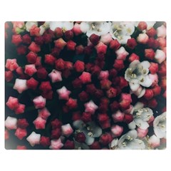 Floral Stars -Dark Red Double Sided Flano Blanket (Medium) 