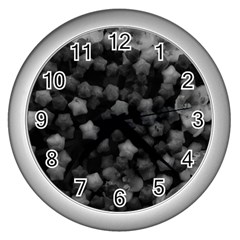 Floral Stars -black And White Wall Clock (silver) by okhismakingart