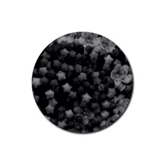 Floral Stars -black And White Rubber Coaster (round)  by okhismakingart