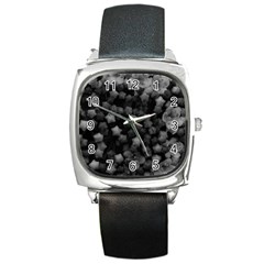 Floral Stars -black And White Square Metal Watch by okhismakingart