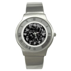 Floral Stars -black And White Stainless Steel Watch by okhismakingart