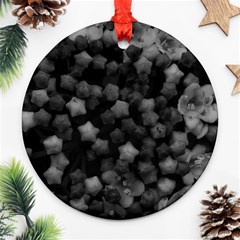 Floral Stars -black And White Round Ornament (two Sides)