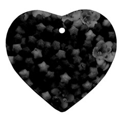 Floral Stars -black And White Heart Ornament (two Sides) by okhismakingart