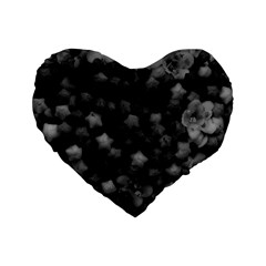 Floral Stars -black And White Standard 16  Premium Heart Shape Cushions by okhismakingart