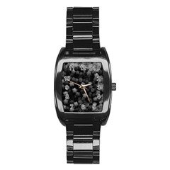 Floral Stars -black And White Stainless Steel Barrel Watch by okhismakingart