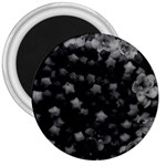 Floral Stars -Black and White, High Contrast 3  Magnets Front