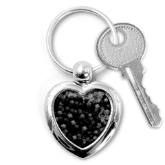 Floral Stars -black And White, High Contrast Key Chains (heart)  by okhismakingart