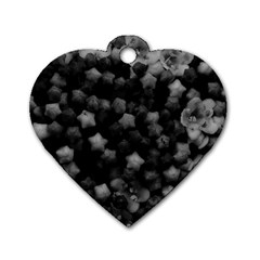 Floral Stars -black And White, High Contrast Dog Tag Heart (one Side) by okhismakingart