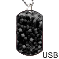 Floral Stars -black And White, High Contrast Dog Tag Usb Flash (one Side) by okhismakingart