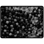 Floral Stars -Black and White, High Contrast Double Sided Fleece Blanket (Large)  80 x60  Blanket Front