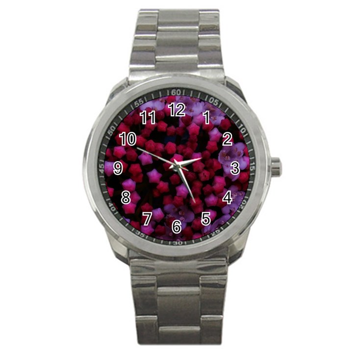 Floral Stars -Purple Sport Metal Watch