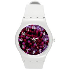 Floral Stars -purple Round Plastic Sport Watch (m) by okhismakingart