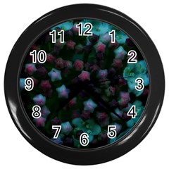 Floral Stars -blue Wall Clock (black) by okhismakingart