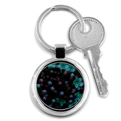 Floral Stars -blue Key Chains (round)  by okhismakingart